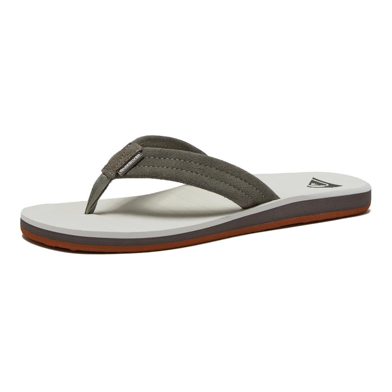 Quiksilver Carver Suede Flip Flops for Men, Arch Support Athletic Mens Sandals, Size 6 to 16 Thong Mens Slides, Grey/White/Grey, 10 M US - Image 1